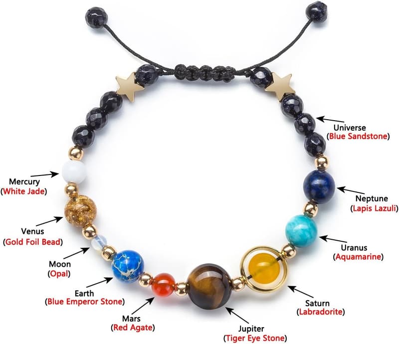 Women's Solar System Beaded Bracelet - Natural Stone Gift
