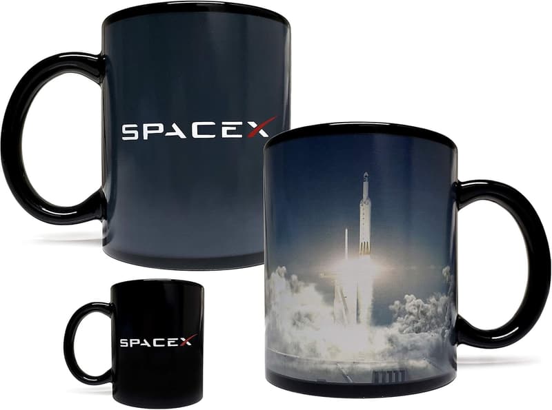 SpaceX Falcon Rocket Launch Heat Sensitive Mug - 11 oz Black Ceramic