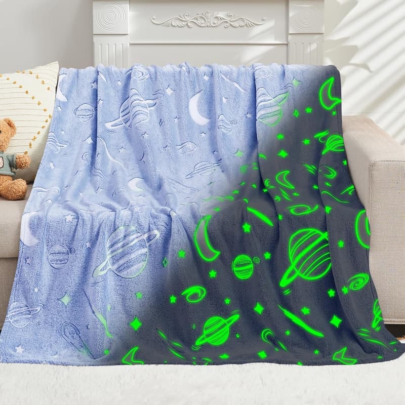 Glow-in-the-Dark Space Blanket for Kids - Birthday Gift (50