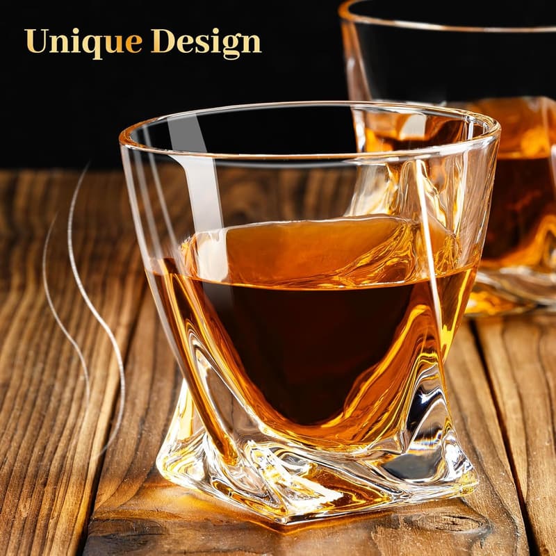 Whiskey Glass Set of 2 - 10 oz Old Fashioned Cocktail Gift for Men