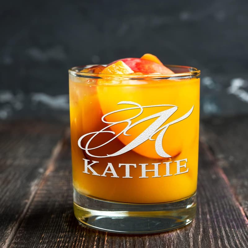 Personalized 10.25 oz Monogram Whiskey Glass for Men