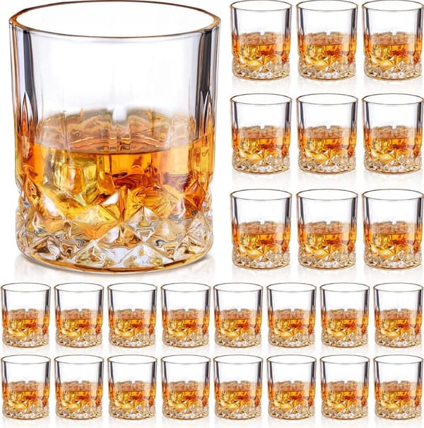 Elegant 10 oz Old Fashioned Whiskey Glasses - 18 Pack