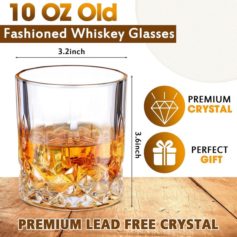 Elegant 10 oz Old Fashioned Whiskey Glasses - 18 Pack