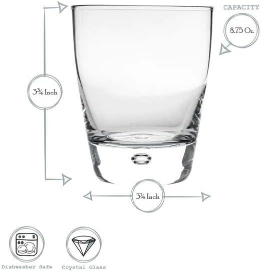 Set of 4 Dishwasher-Safe Lowball Glasses - 8.75 Oz, Made in Italy