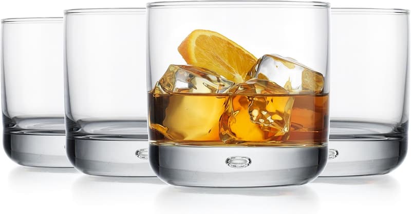 Set of 4 Double Old Fashioned Whiskey Glasses, 13.5 oz
