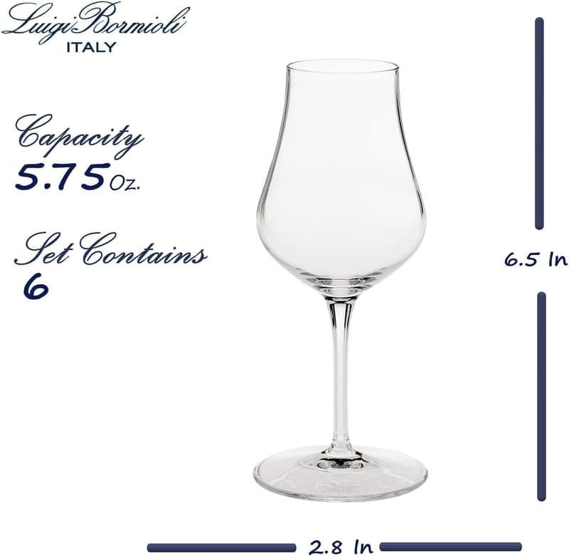 Set of 6 Italian Crystal Snifter Glasses for Cognac & Brandy