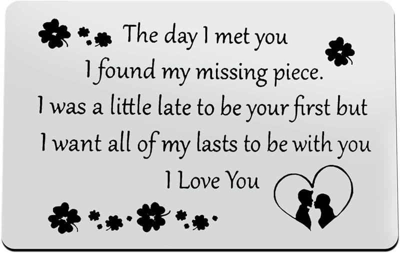 Anniversary Metal Wallet Insert for Him - 'I Love You' Card