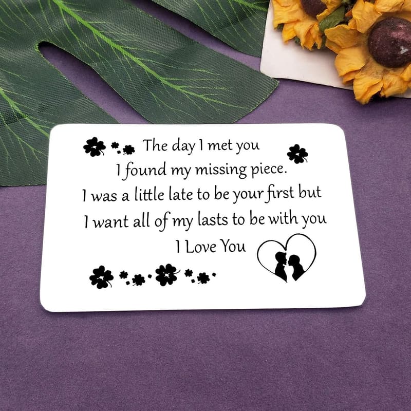 Anniversary Metal Wallet Insert for Him - 'I Love You' Card