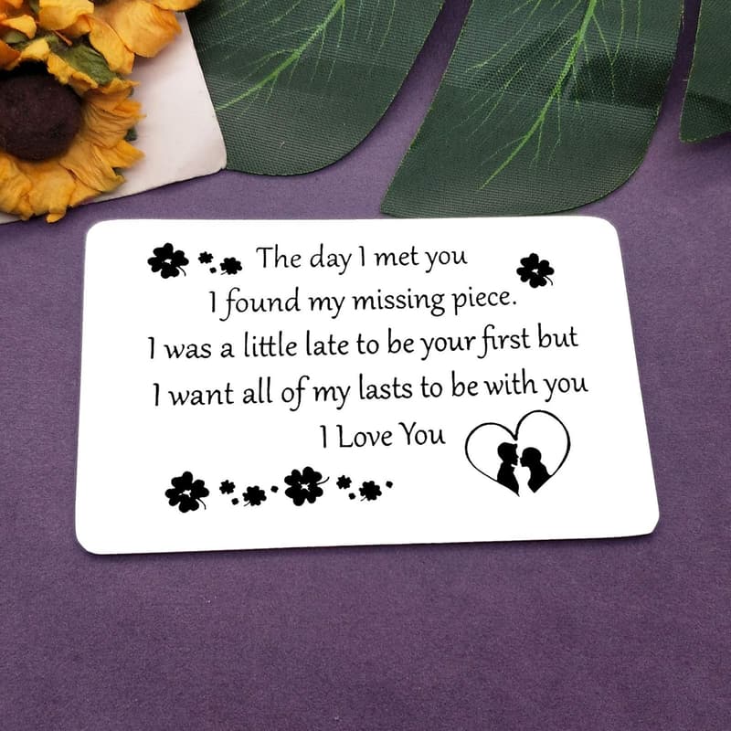 Anniversary Metal Wallet Insert for Him - 'I Love You' Card