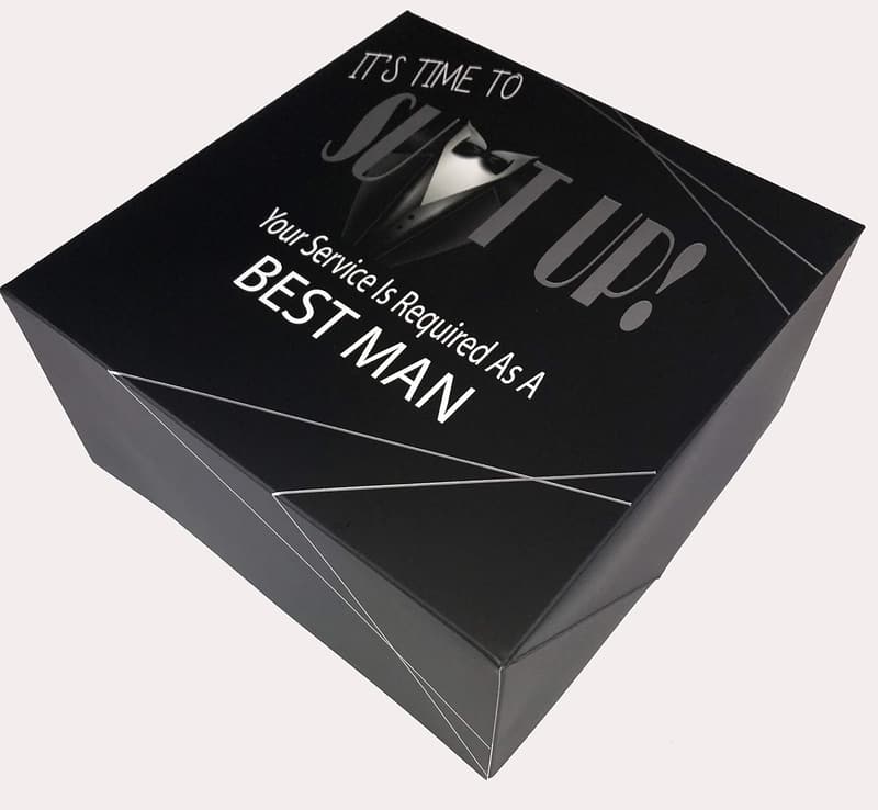 Best Man Gift Boxes Set of 2 - Silver Foil Design & Proposal Cards