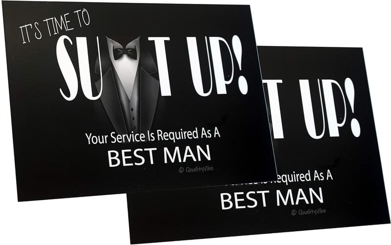 Best Man Gift Boxes Set of 2 - Silver Foil Design & Proposal Cards