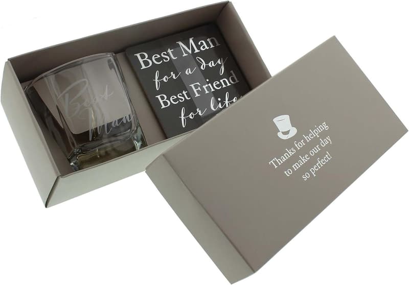 Best Man Whisky Glass & Coaster Set by Amore