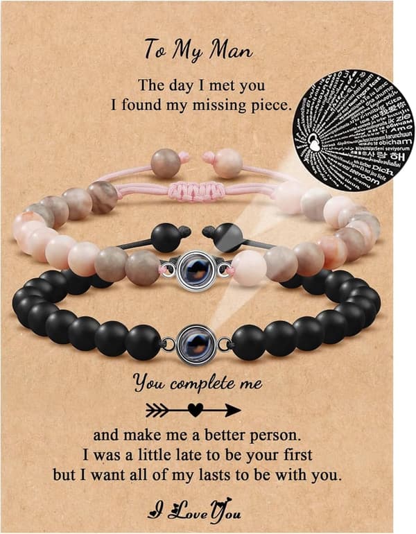 I Love You in 100 Languages Couples Bracelet for Anniversary