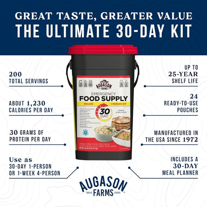 30-Day Emergency Food Supply Kit for 1 Person - Dehydrated Meals