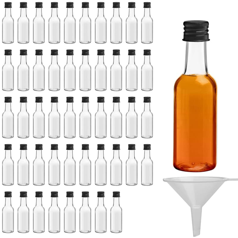 48 Pack Miniature Liquor Bottles with Funnel for Parties
