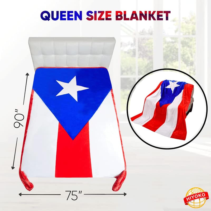 Puerto Rican Heritage Faux Fur Throw Blanket - Queen Size