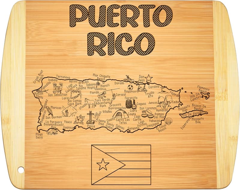 Puerto Rico State Map Bamboo Cutting Board - 11
