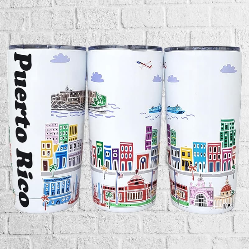Puerto Rico City-Themed 20oz Stainless Steel Travel Tumbler