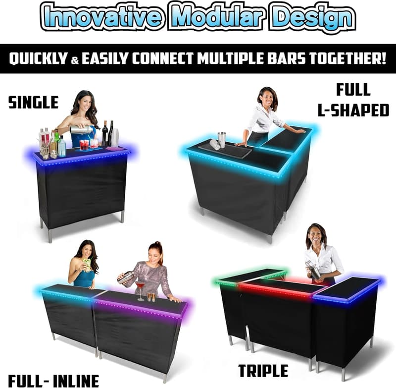 Portable LED Party Pong Bar with Wireless Remote & Carrying Case