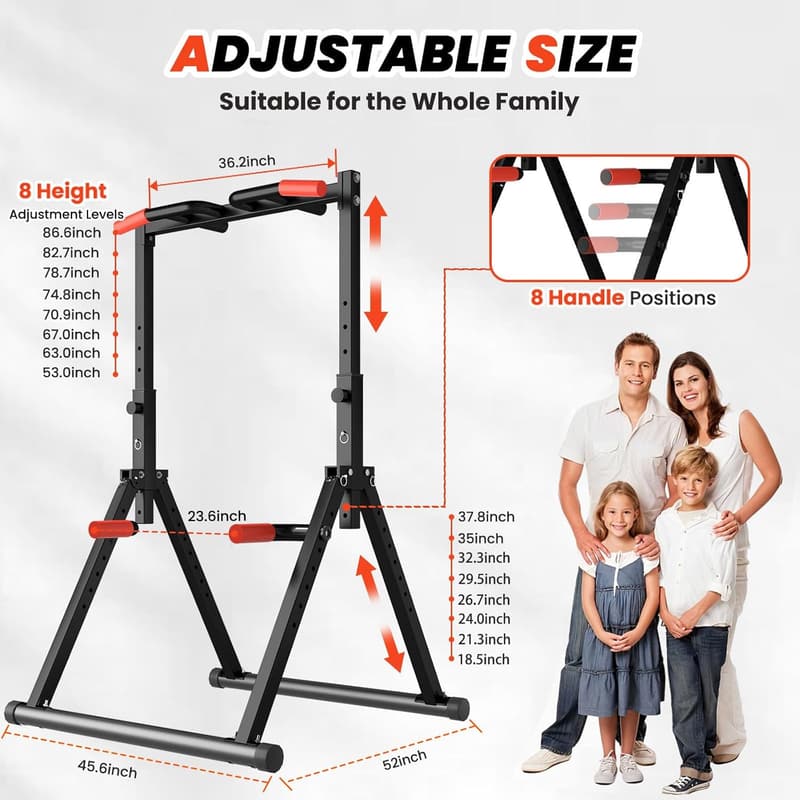 Adjustable Foldable Power Tower for Home Gym - 700lbs Support