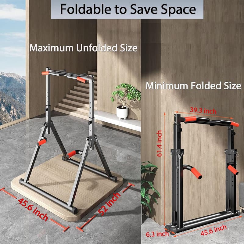 Adjustable Foldable Power Tower for Home Gym - 700lbs Support