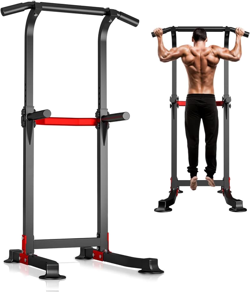 Adjustable Power Tower Workout Dip Station - 330LBS Capacity