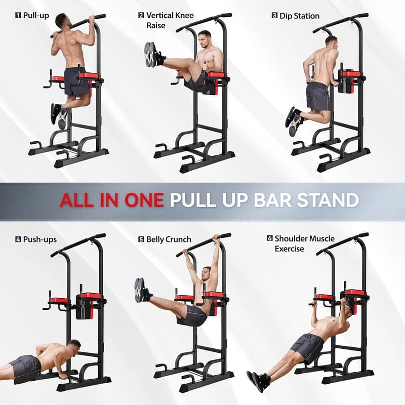 Adjustable Power Tower Dip Station for Home Fitness Workout