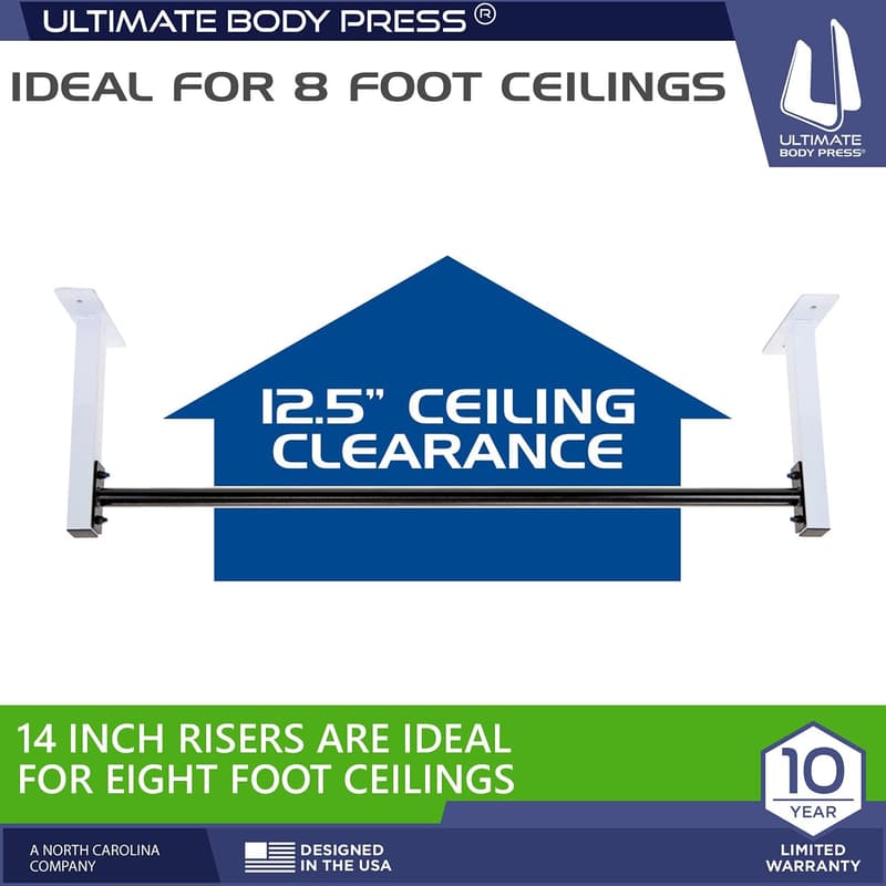 Ceiling Mount Pull-Up Bar with 48” Straight Bar & Risers