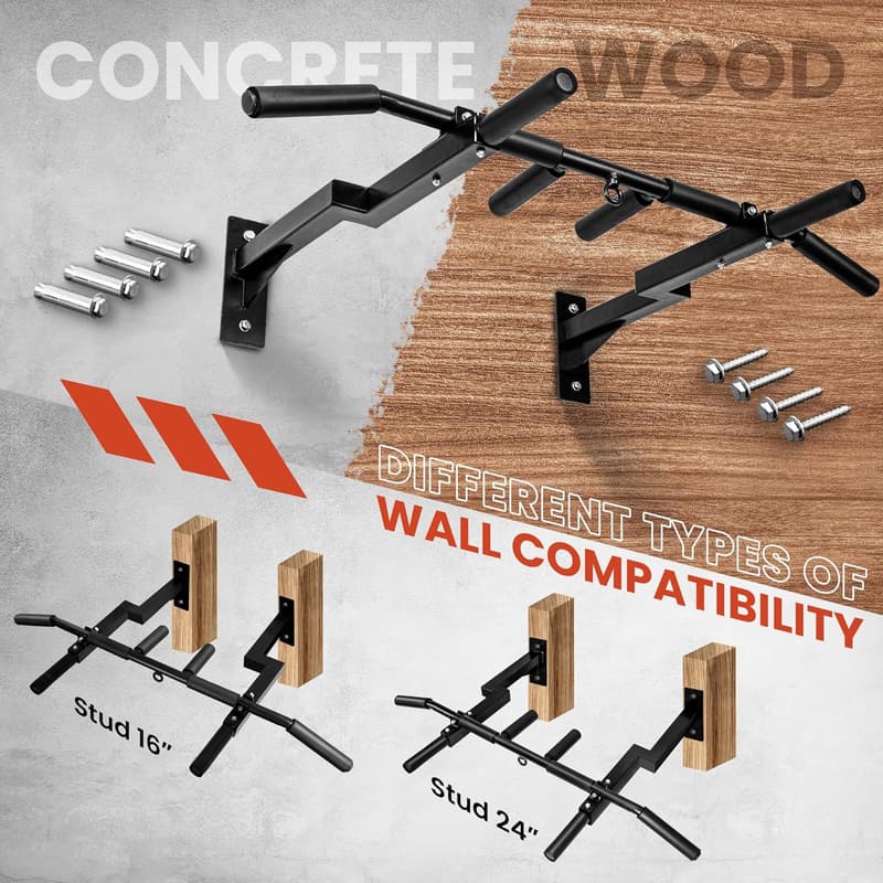Yes4All Reversible Wall-Mount Pull-Up Bar for Strength Training