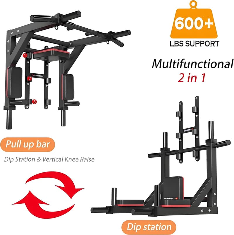 Indoor Home Gym Pull-Up Bar and Dip Station - 800LBS Capacity