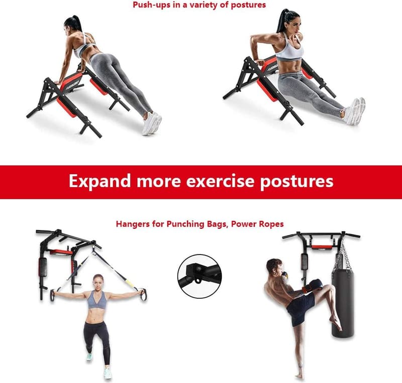 Heavy Duty Wall Mounted Pull Up Bar & Dip Station