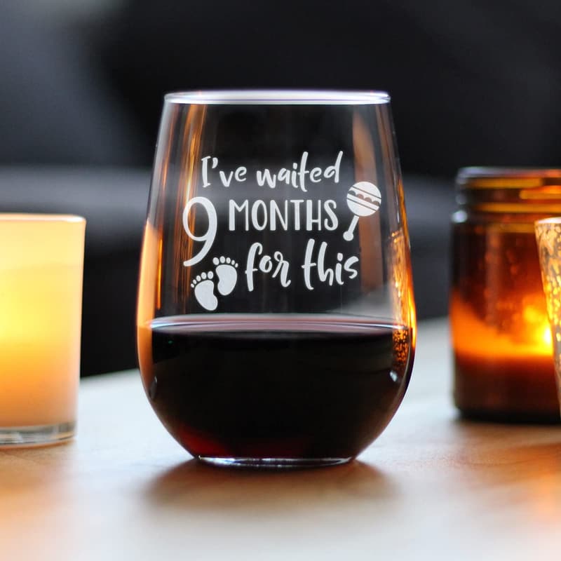 Funny New Mom Stemless Wine Glass - 17 oz Gift for Moms