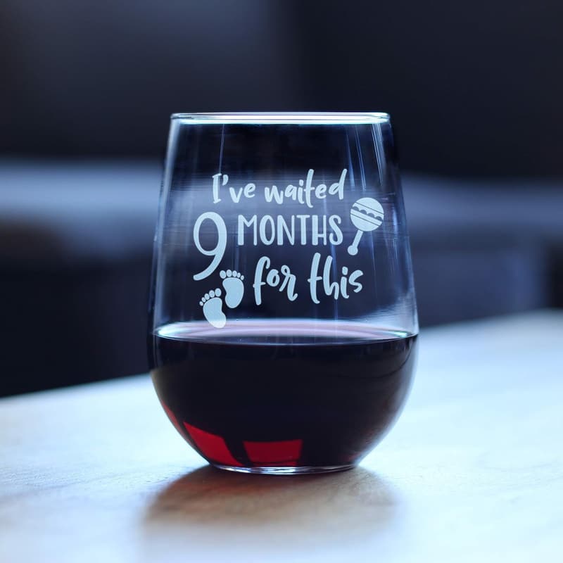 Funny New Mom Stemless Wine Glass - 17 oz Gift for Moms