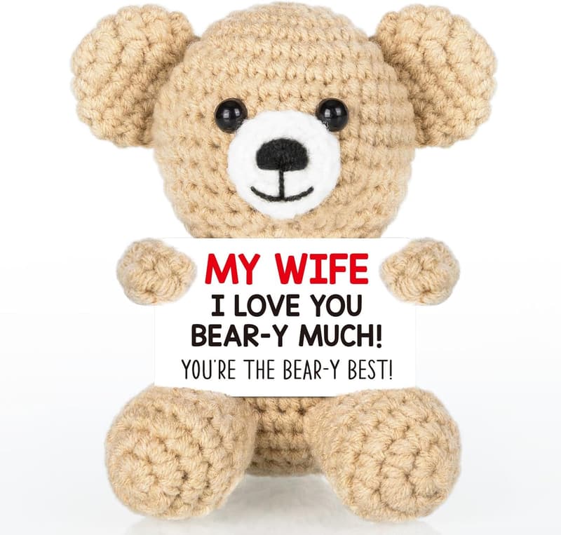 Handmade Crochet Bear Gift for Wife on Mother's Day
