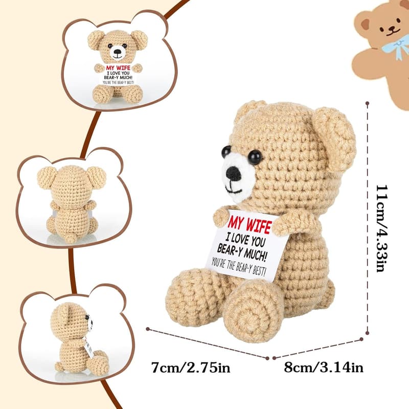 Handmade Crochet Bear Gift for Wife on Mother's Day
