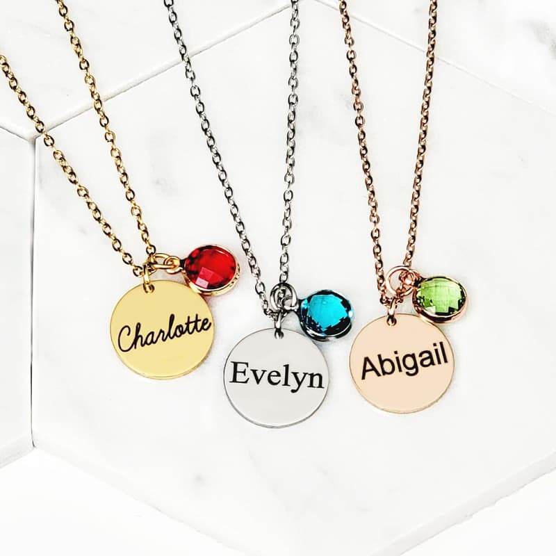 Custom Birthstone Name Necklace for Women - Ideal Mother's Day Gift