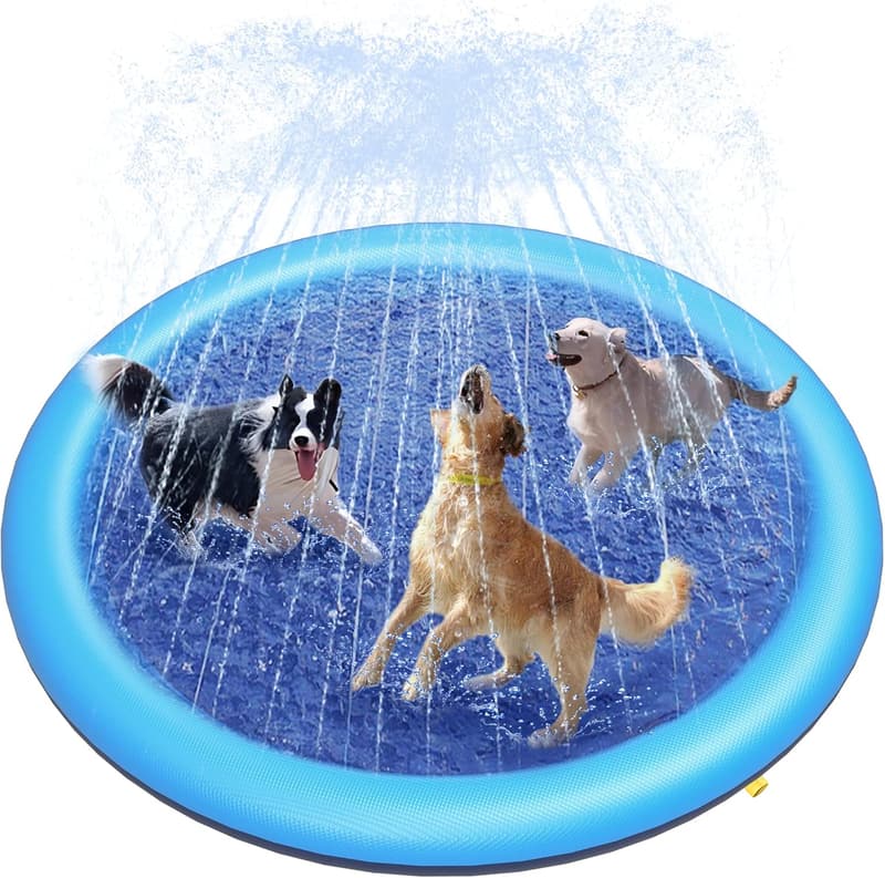 Summer Dog Pool Splash Pad - Durable Anti-Slip Outdoor Water Toy (67in, Blue)