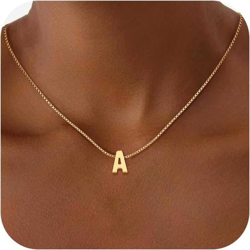 Dainty 18K Gold Plated Initial Necklace for Girls' Birthdays