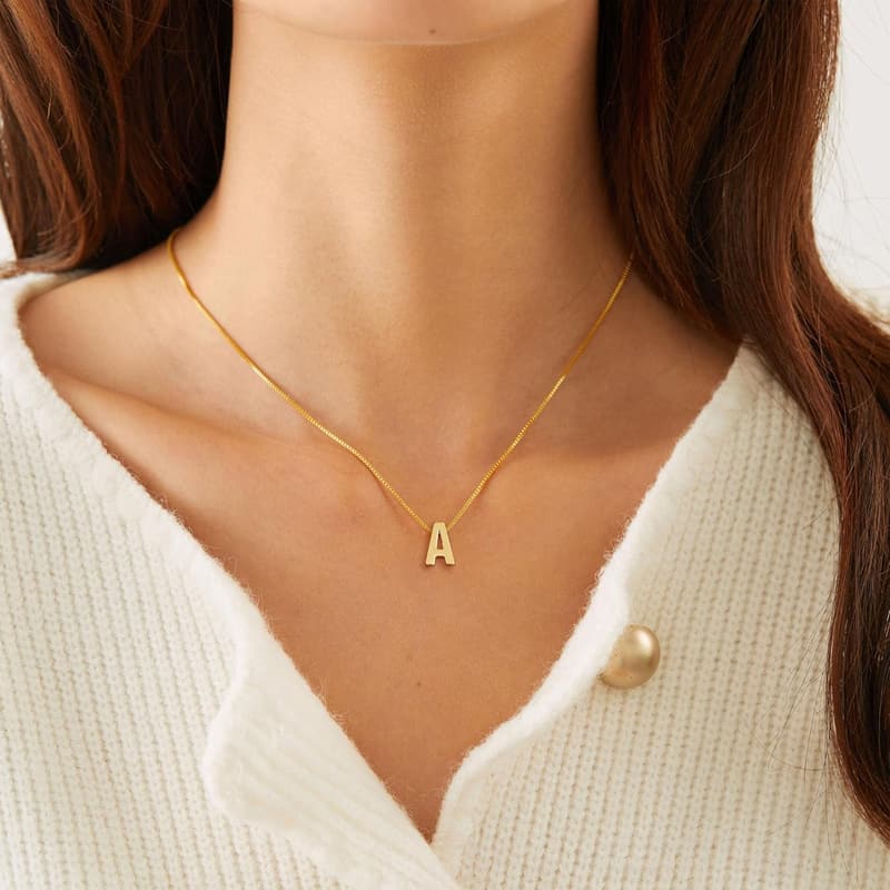 Dainty 18K Gold Plated Initial Necklace for Girls' Birthdays