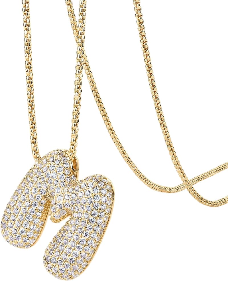 Gold Plated Cubic Zirconia Initial Necklace for Women