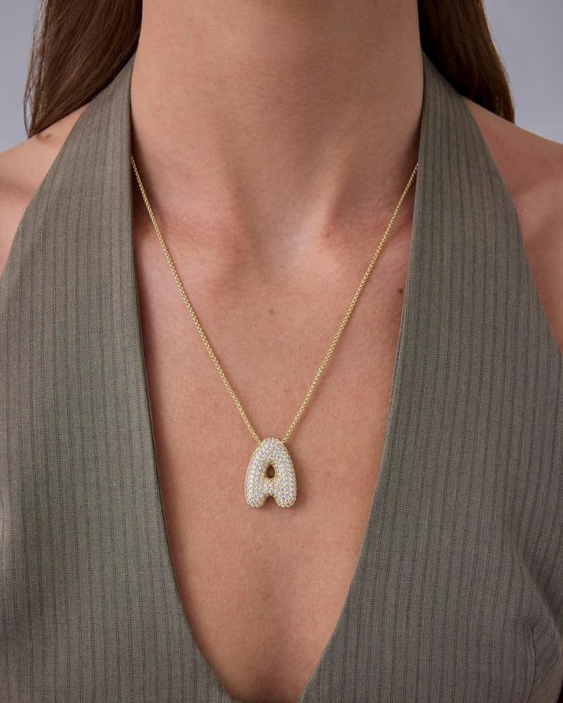 Gold Plated Cubic Zirconia Initial Necklace for Women