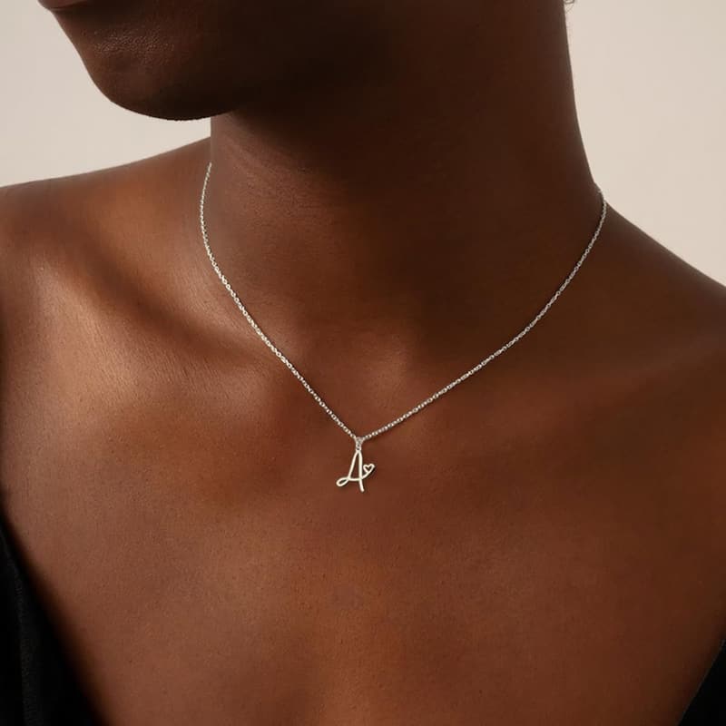 Dainty 14K Gold/Silver Initial Necklace for Women