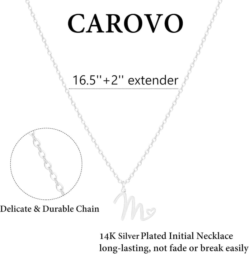 Dainty 14K Gold/Silver Initial Necklace for Women