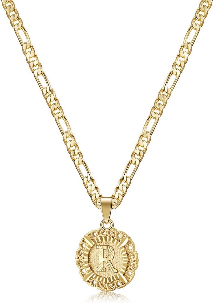14K Gold Plated Initial Necklace for Women - Monogram Pendant