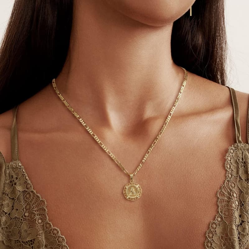 14K Gold Plated Initial Necklace for Women - Monogram Pendant
