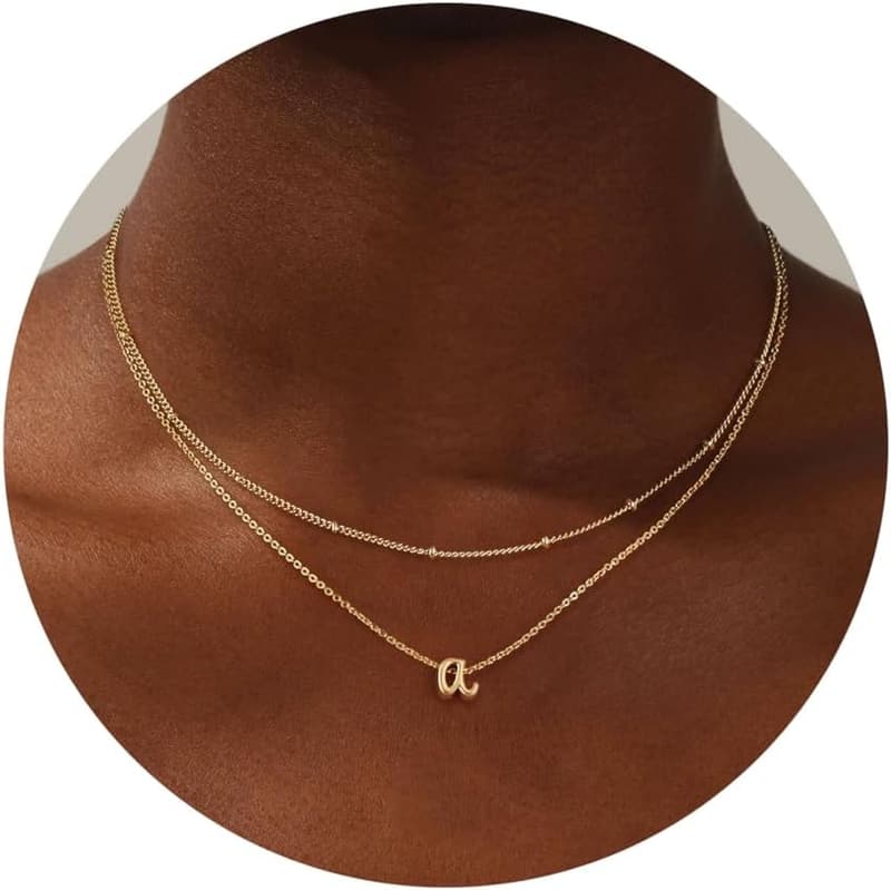 Personalized Gold Initial Necklace for Women - Dainty Layered Design