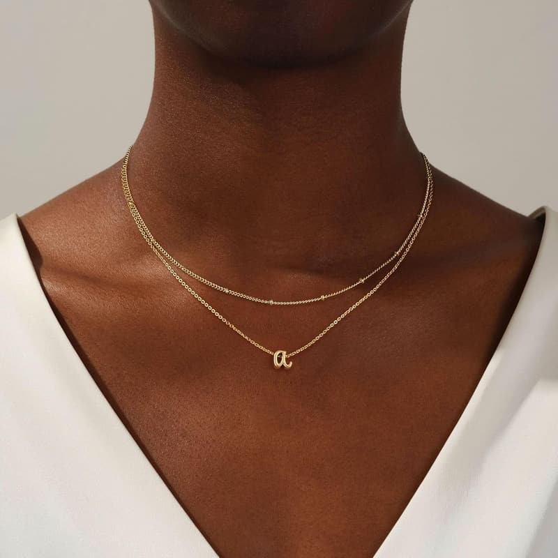 Personalized Gold Initial Necklace for Women - Dainty Layered Design