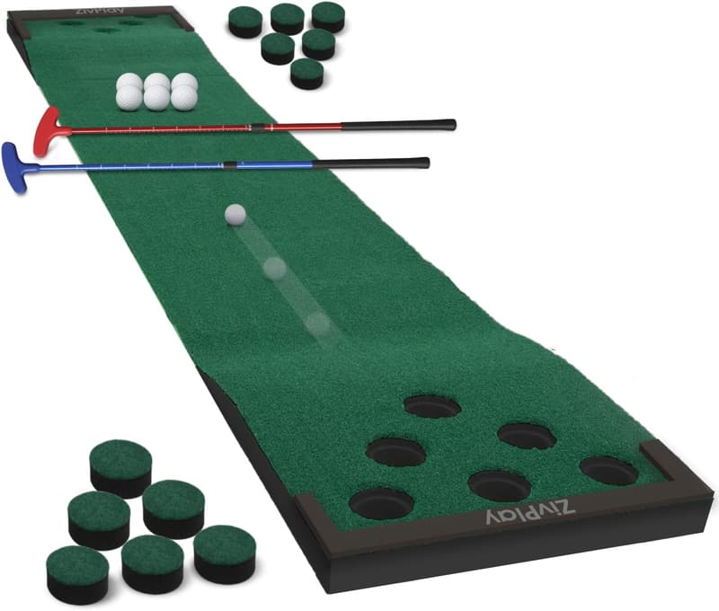 Indoor/Outdoor Golf Pong Putting Game Set - 11 Feet, 2 Putters