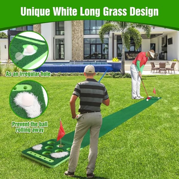 Golf Pong Game Set: Detachable Putting Mat with Balls & Cups
