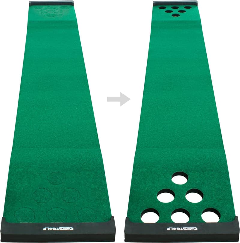 Indoor/Outdoor Golf Putting Mat Set with 2 Putters & 6 Balls
